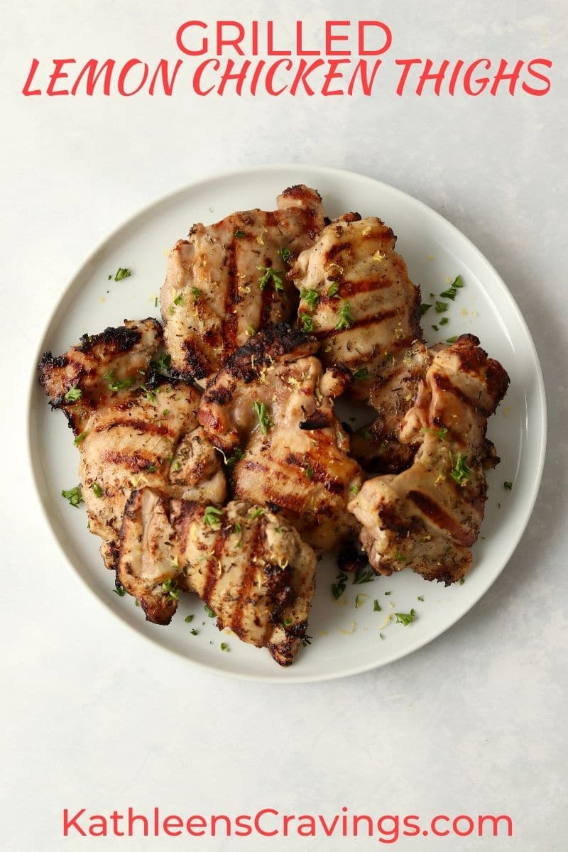 grilled lemon chicken thighs on a plate
