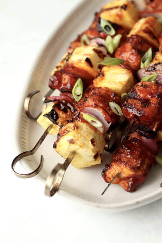 barbecue chicken skewers with pineapple