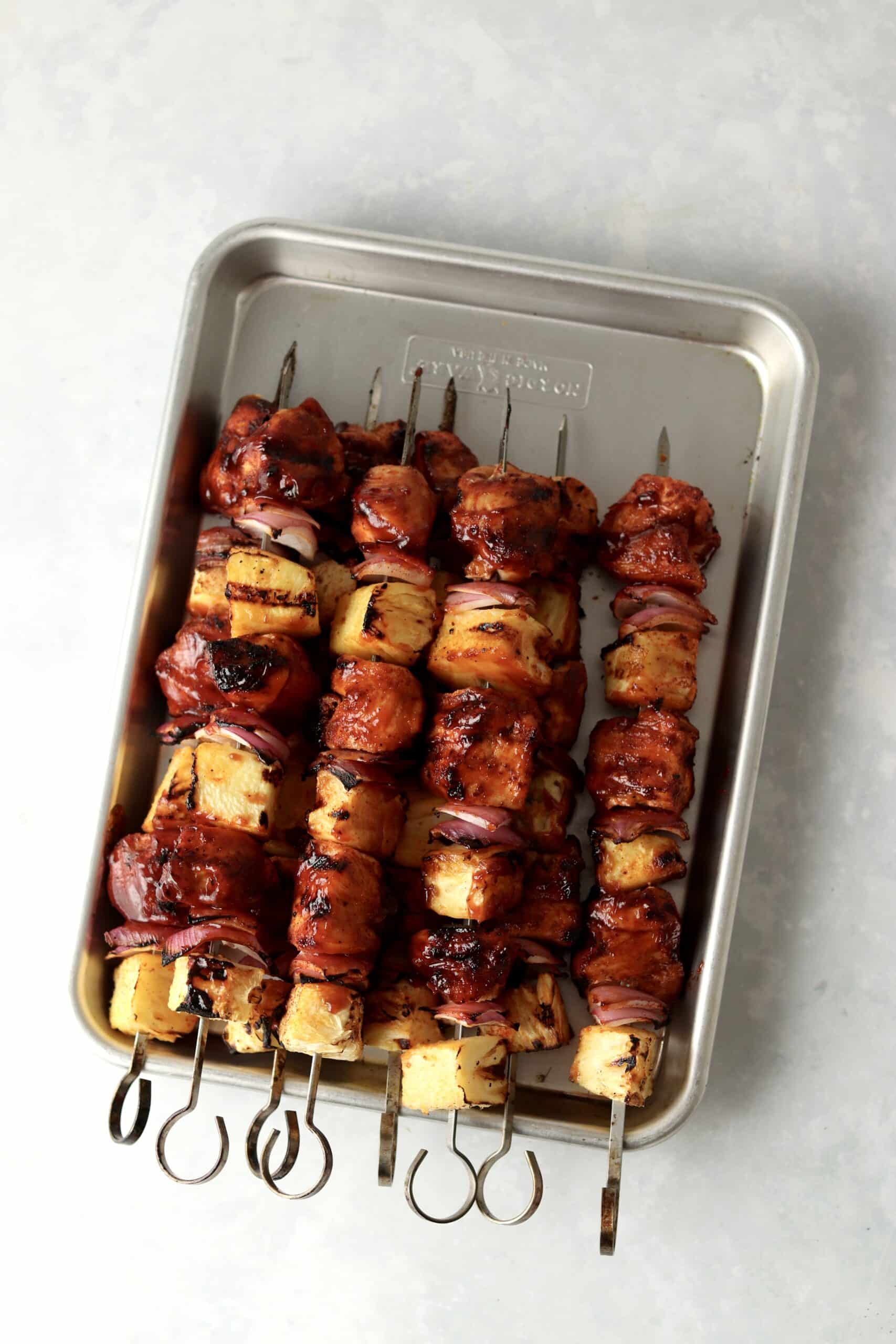 grilled bbq chicken pineapple skewers