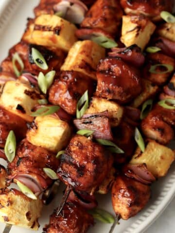 bbq chicken and pineapple kabobs