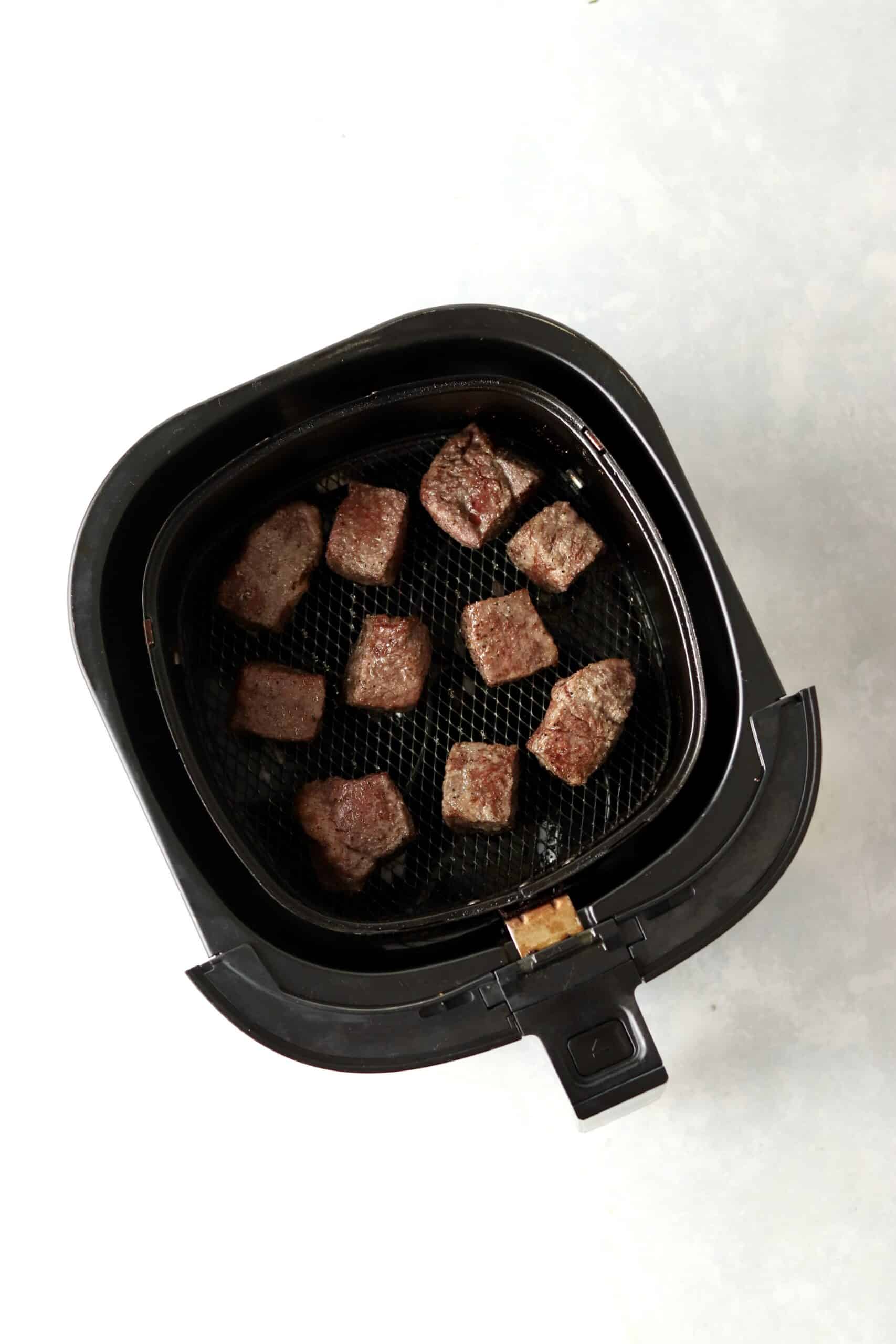cooked steak tips in air fryer