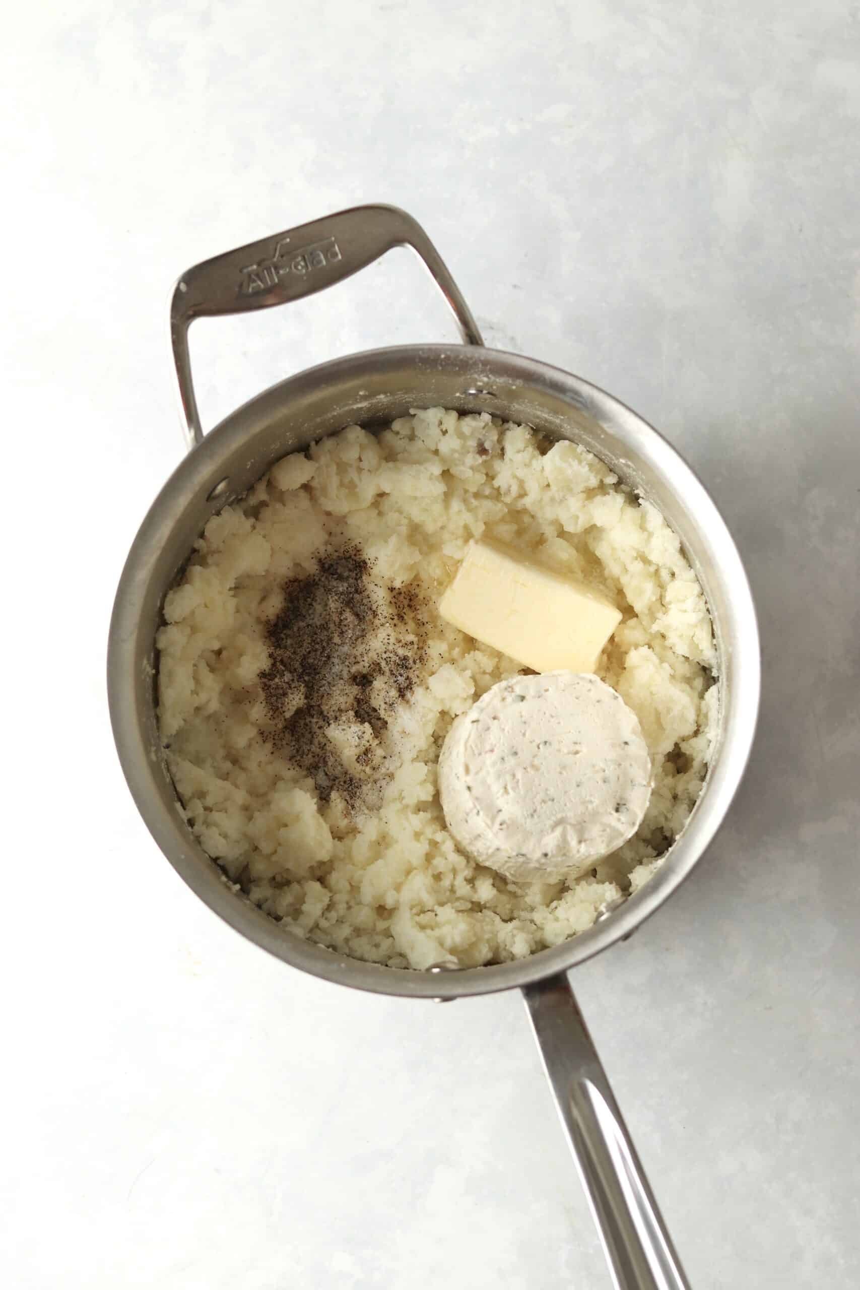 mashed potatoes with Boursin cheese and butter