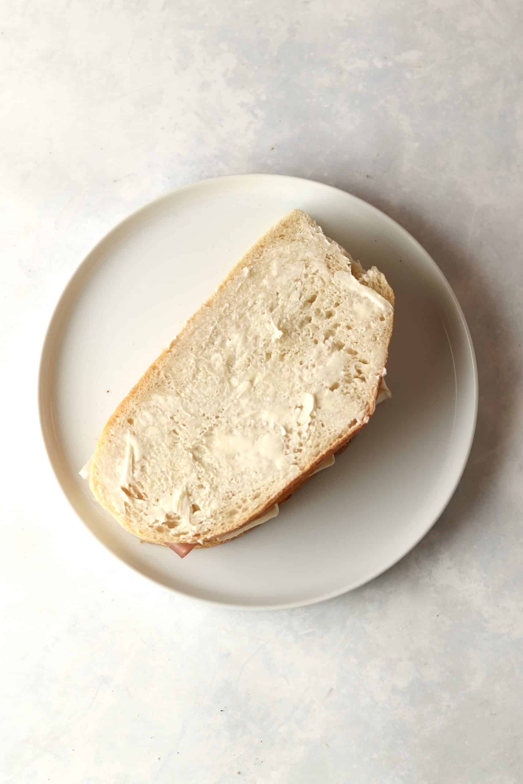 butter smeared bread slice