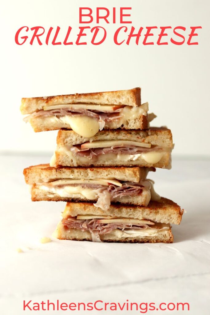 stack of brie grilled cheese sandwich halves