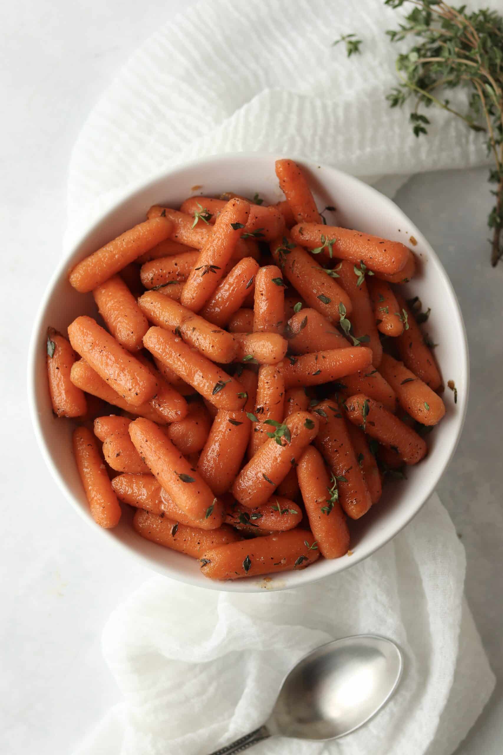 brown sugar honey glazed carrots in a bowl