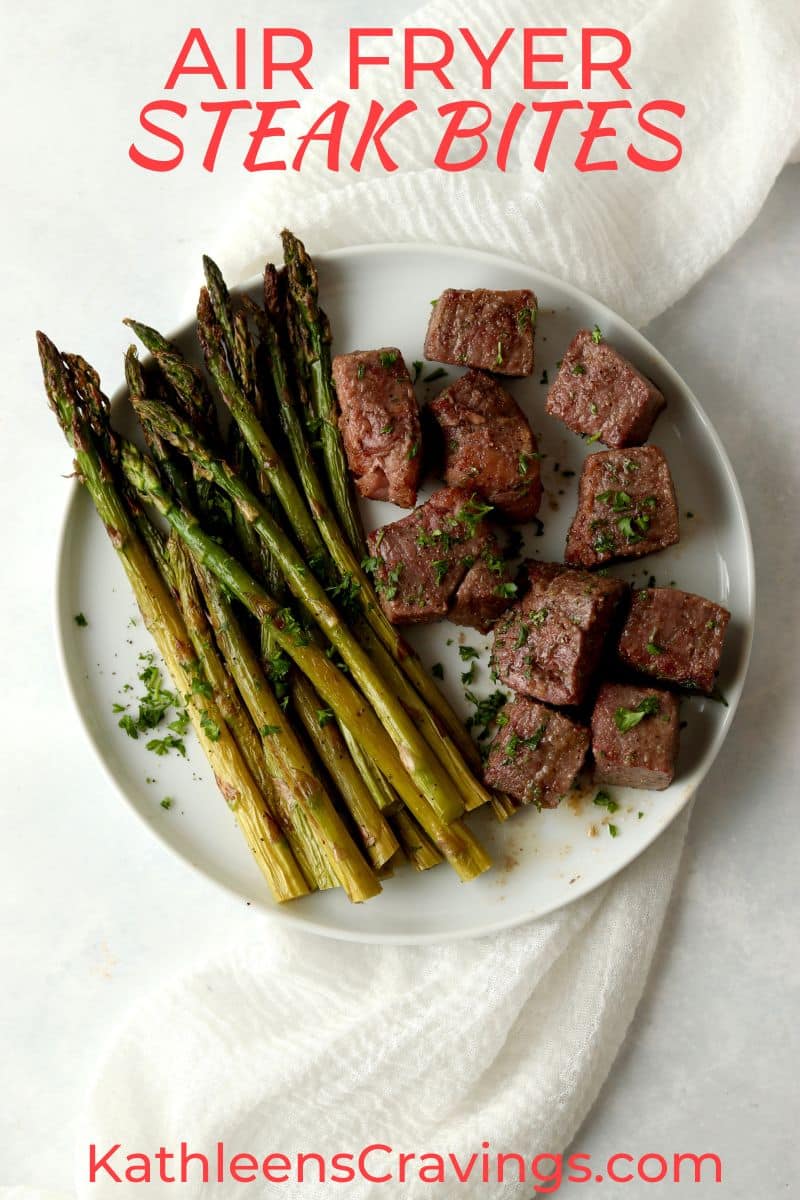 air fryer steak tips with asparagus