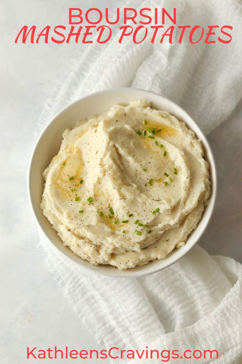 boursin mashed potatoes in a bowl