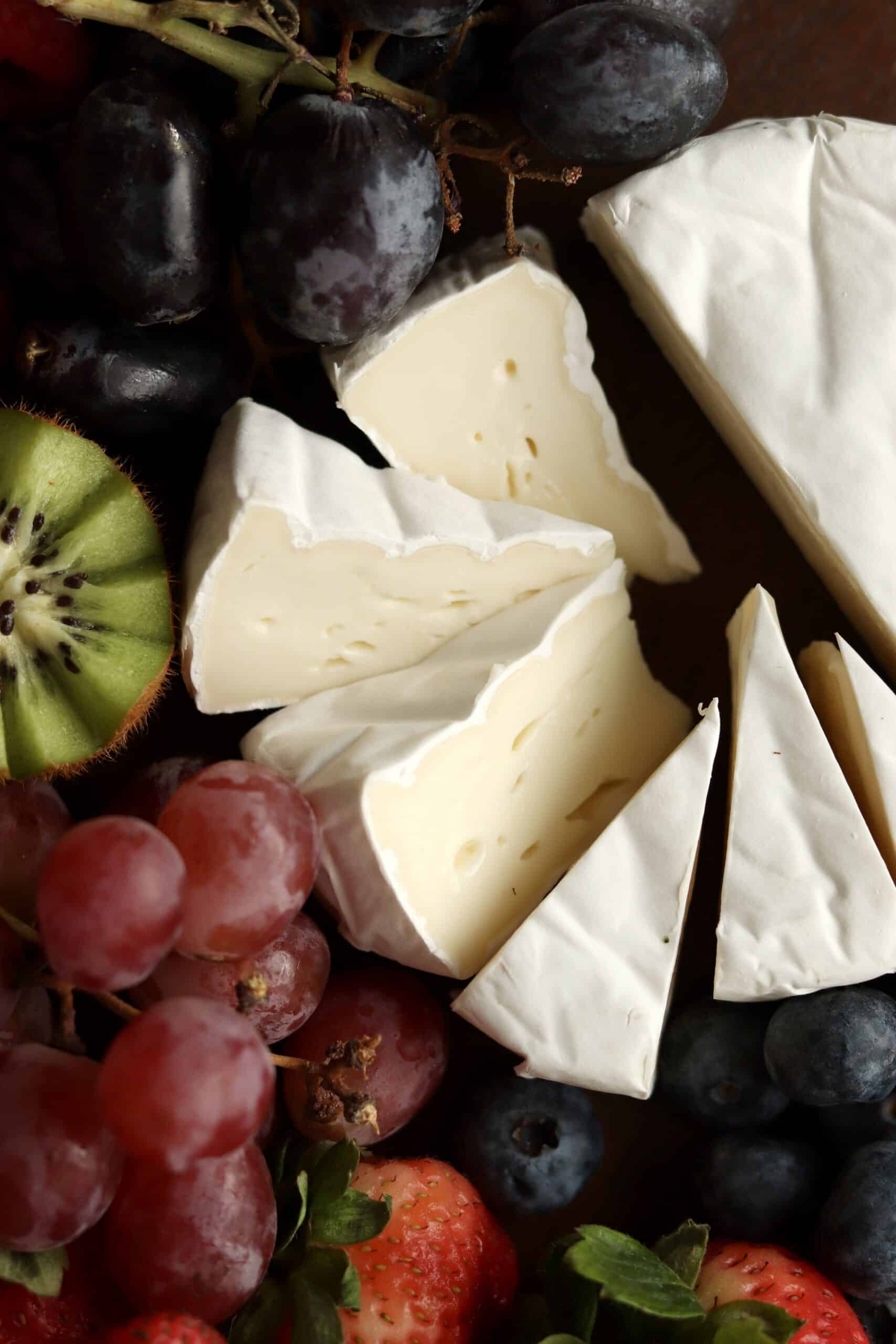 wedges of brie with fruit