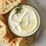 whipped ricotta dip with bread slices