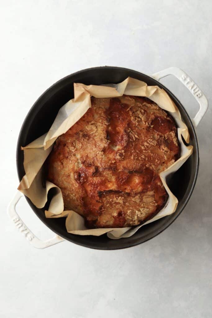 baked cheese bread in Dutch Oven