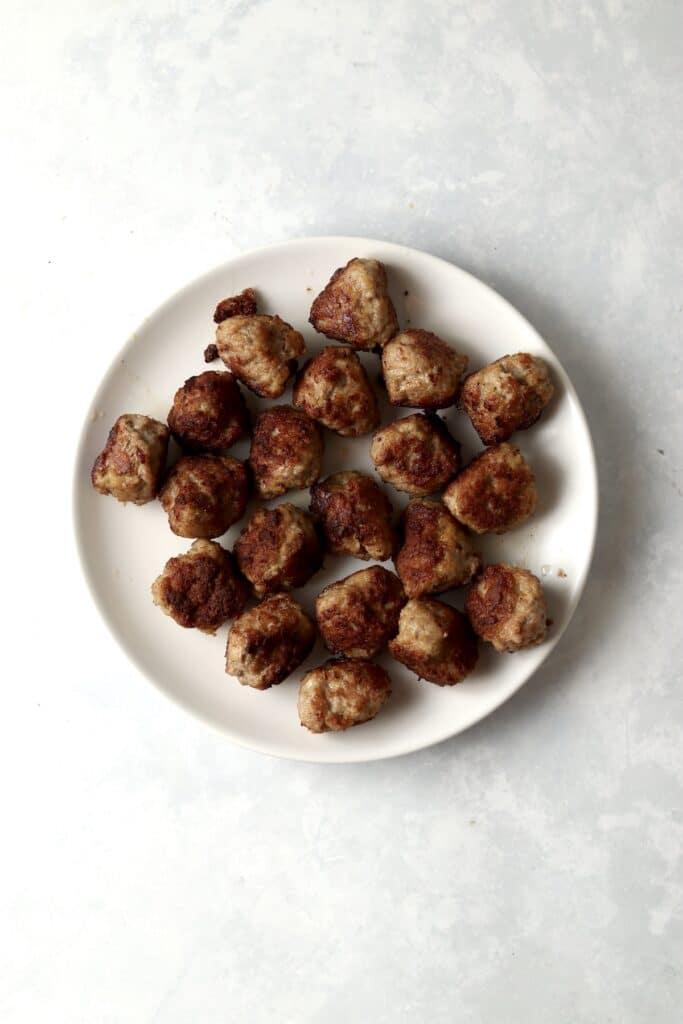 cooked pork meatballs on a plate