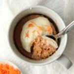 carrot mug cake with cream cheese frosting