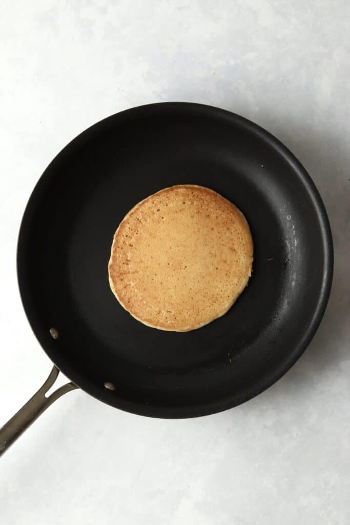 cooked pancake in skillet