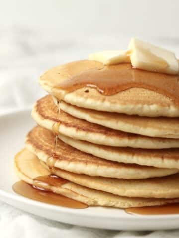 stack of pancakes made without milk