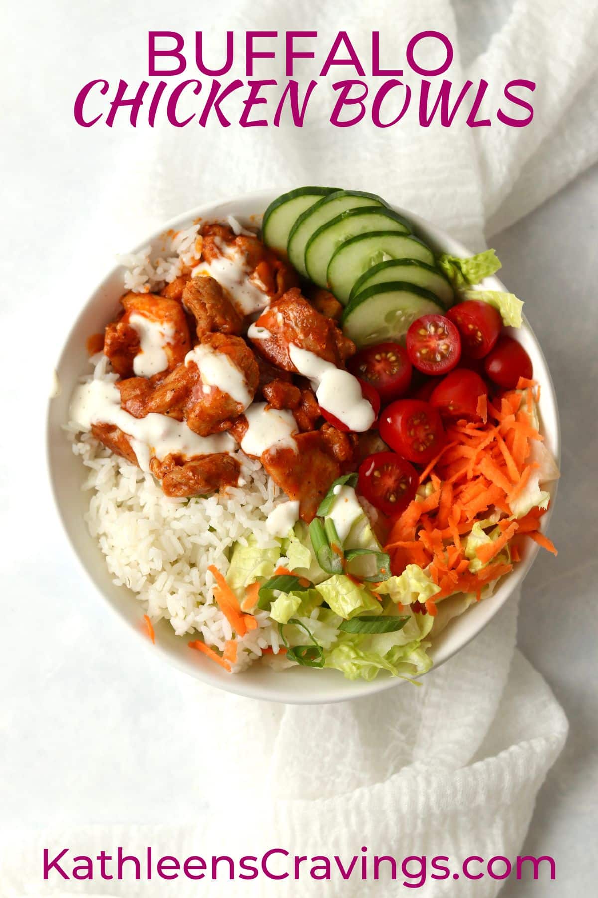 buffalo chicken bowl with rice and veggies