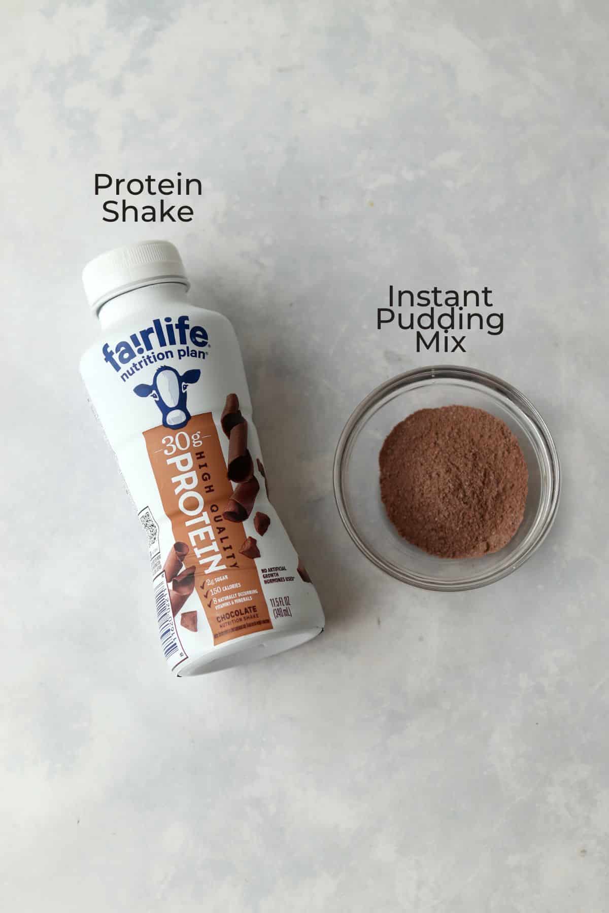Fairlife protein shake and instant pudding mix