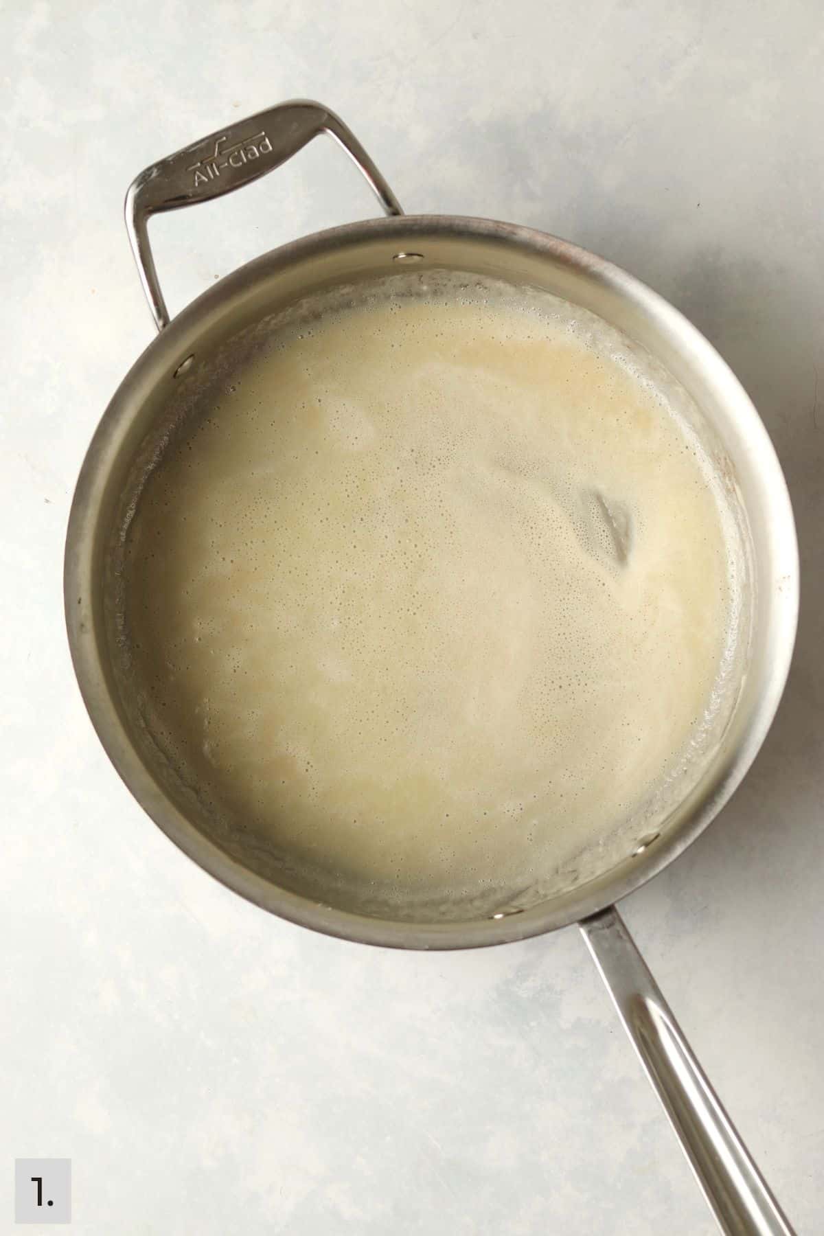 roux in pan.