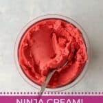 Ninja Creami Strawberry Sorbet in the pint container.