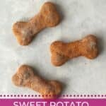 Sweet potato dog treats cut in bone shapes.