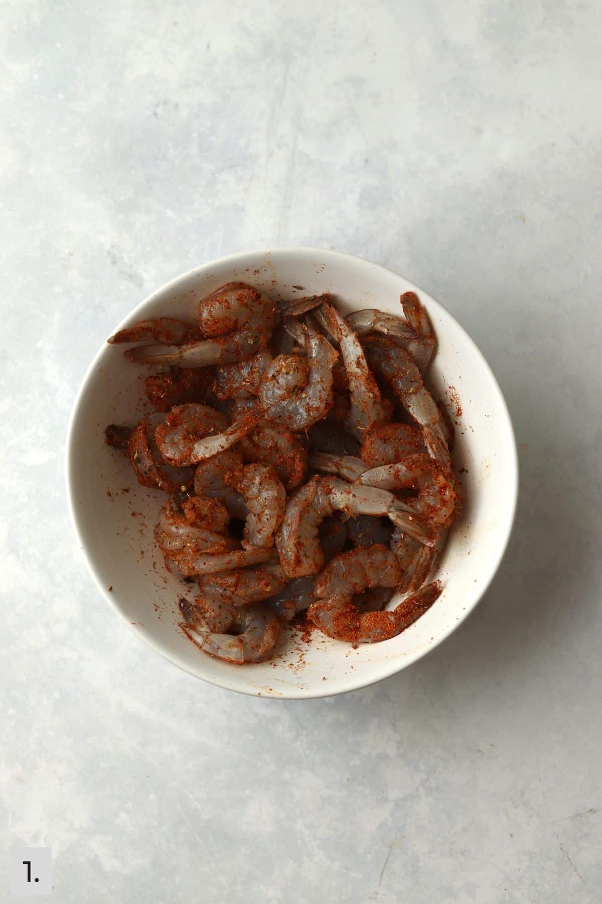 Raw shrimp tossed with cajun seasoning.