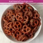 A bowl of cinnamon sugar pretzels.