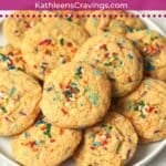 Plate of funfetti cake mix cookies.