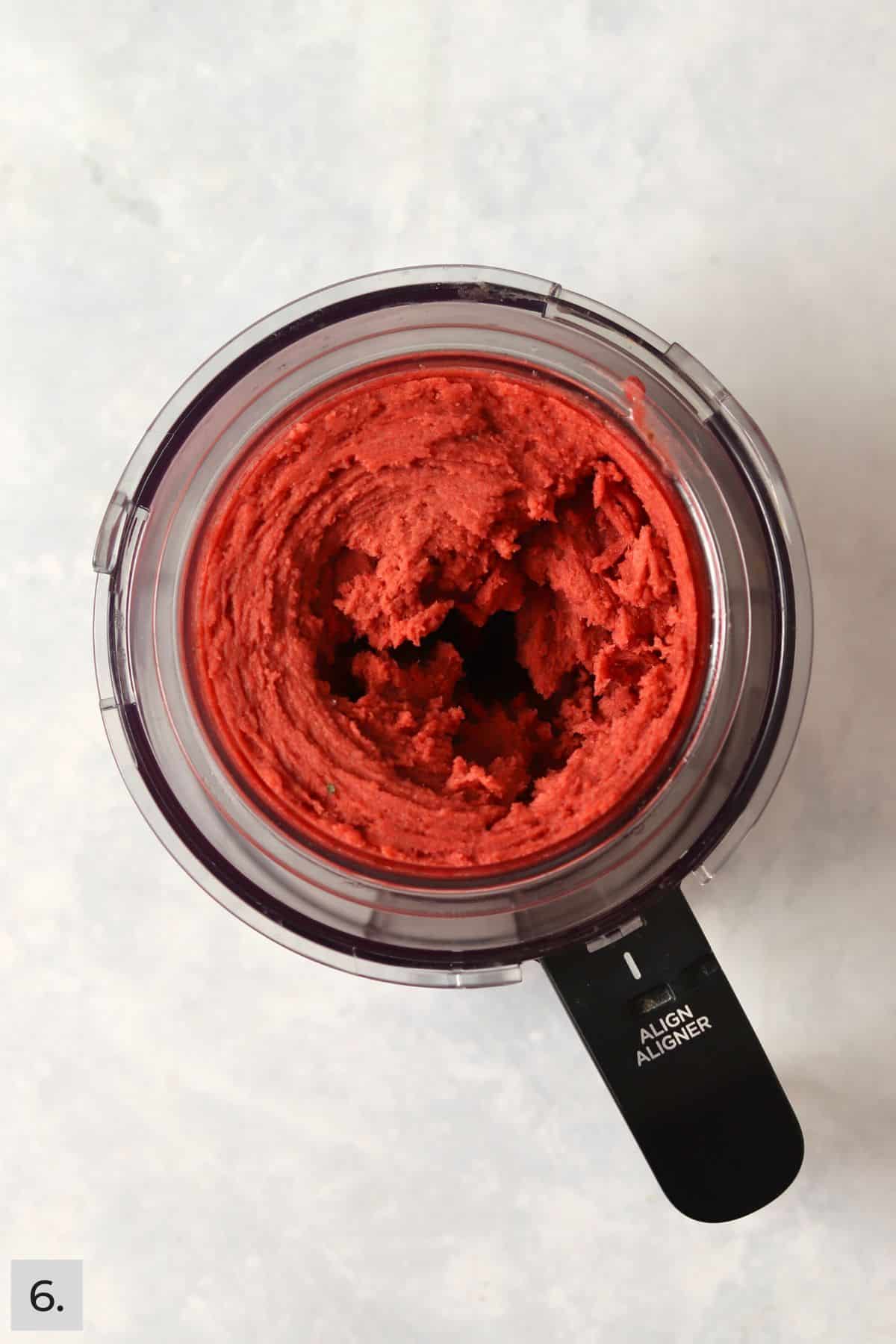 Creamy and blended Strawberry Basil Sorbet in Ninja Creami.