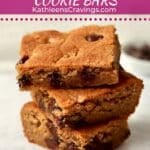 Stack of almond butter chocolate chip bars.