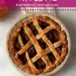 Single serve apple pie in a small pie dish.