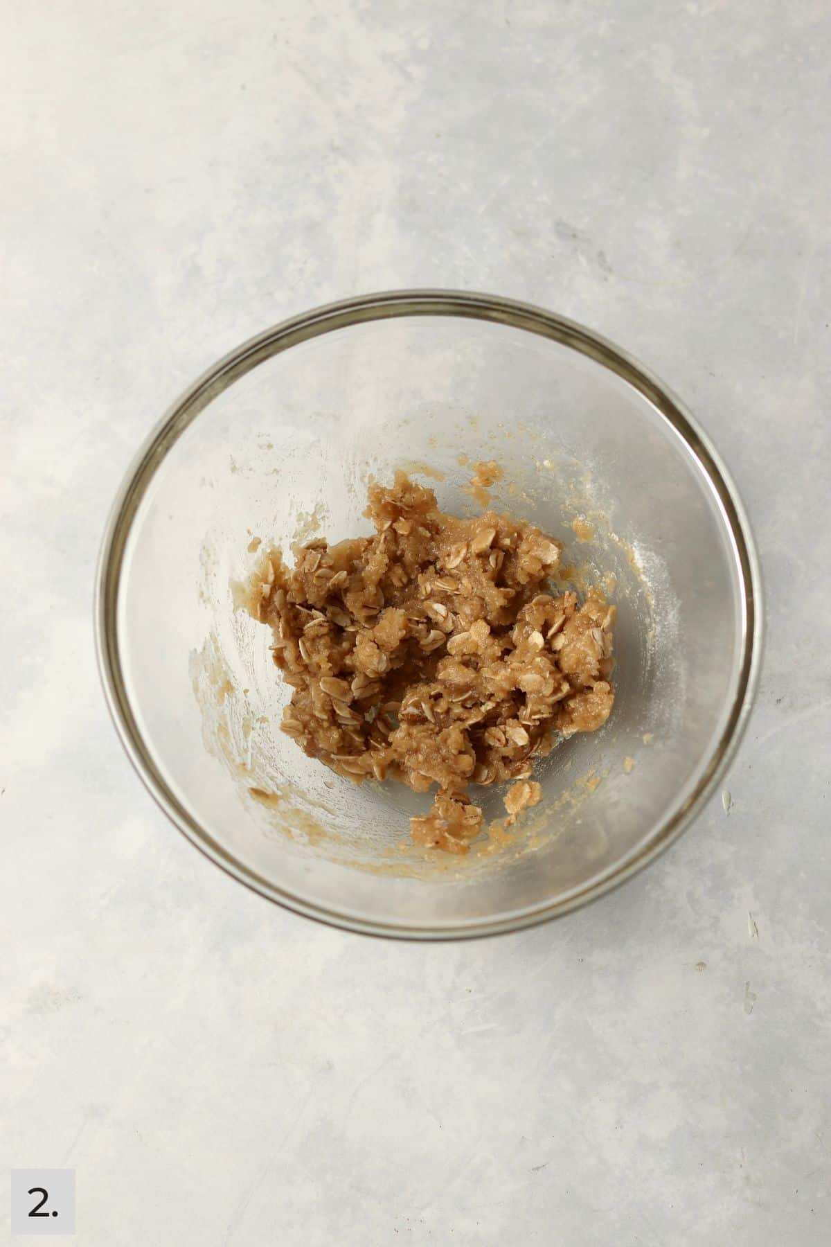 Crisp topping made with oats in a bowl.