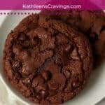 Single serve double chocolate cookies on a plate.