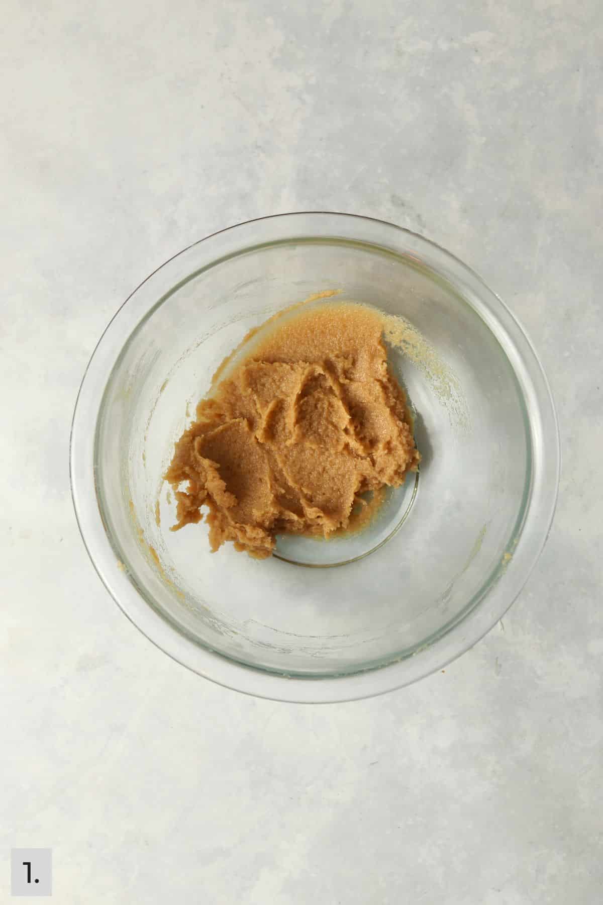 Cookie dough before dry ingredients are added.