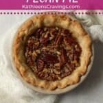 Single serve pecan pie baked in a 5 inch pie dish.