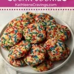 Plate of rainbow sprinkle sugar cookies.