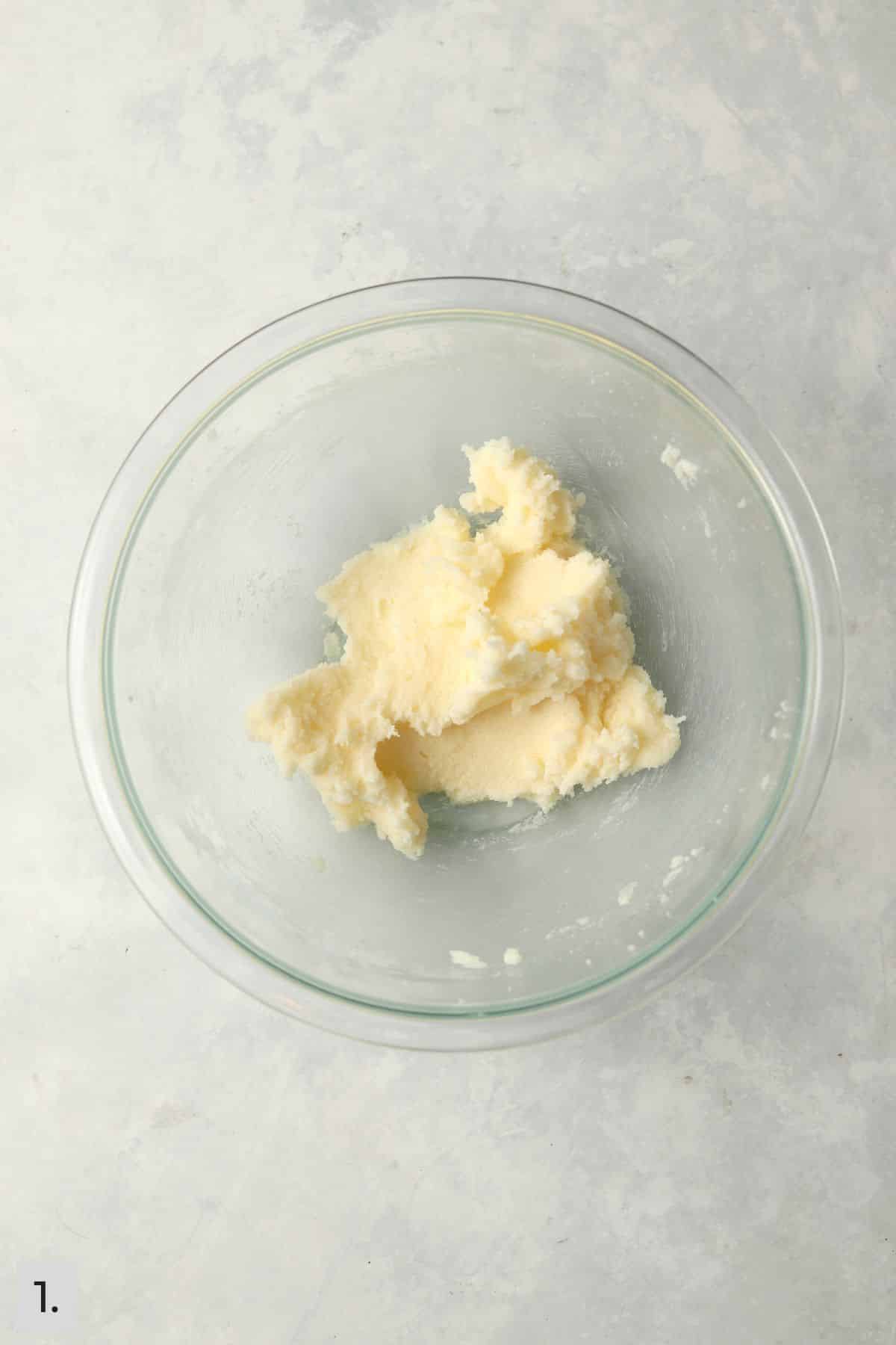 Butter creamed with white sugar.
