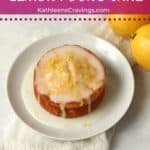 Small batch lemon pound cake topped with lemon glaze.