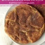 Single serve snickerdoodle cookie on a plate.