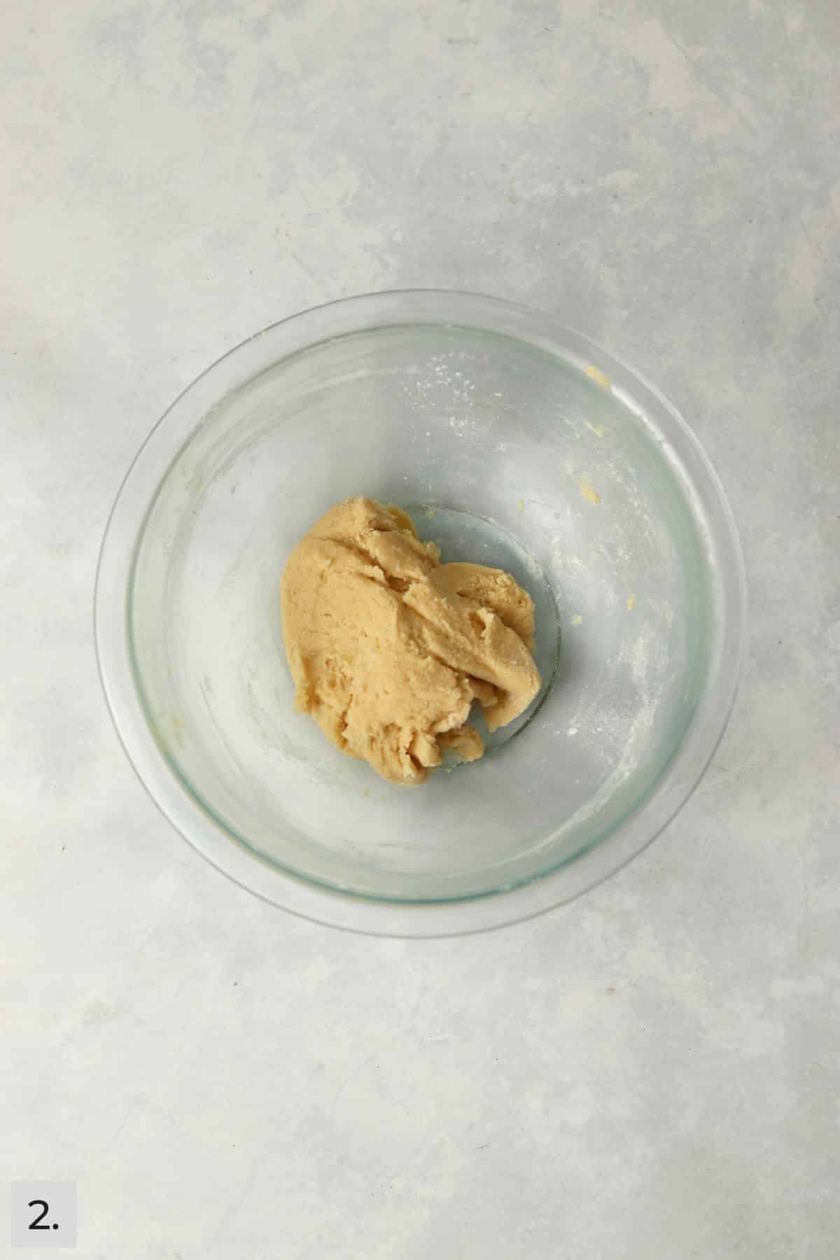 Small batch of snickerdoodle cookie dough in a mixing bowl.