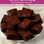 Plate of fudgy brownies.