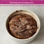 A single serve cinnamon sugar cake in a ramekin.