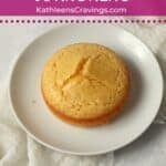 Single serve cornbread on a plate.