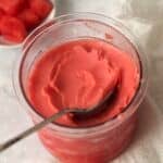 Ninja Creami Watermelon Sorbet in the pint container.