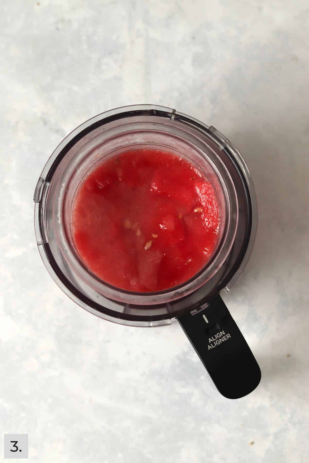 Frozen watermelon sorbet base in Ninja Creami.