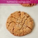 Single peanut butter cookie on a baking sheet.