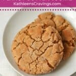 Single peanut butter cookie on a plate.