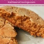 Single serve peanut butter cookie broken in half.
