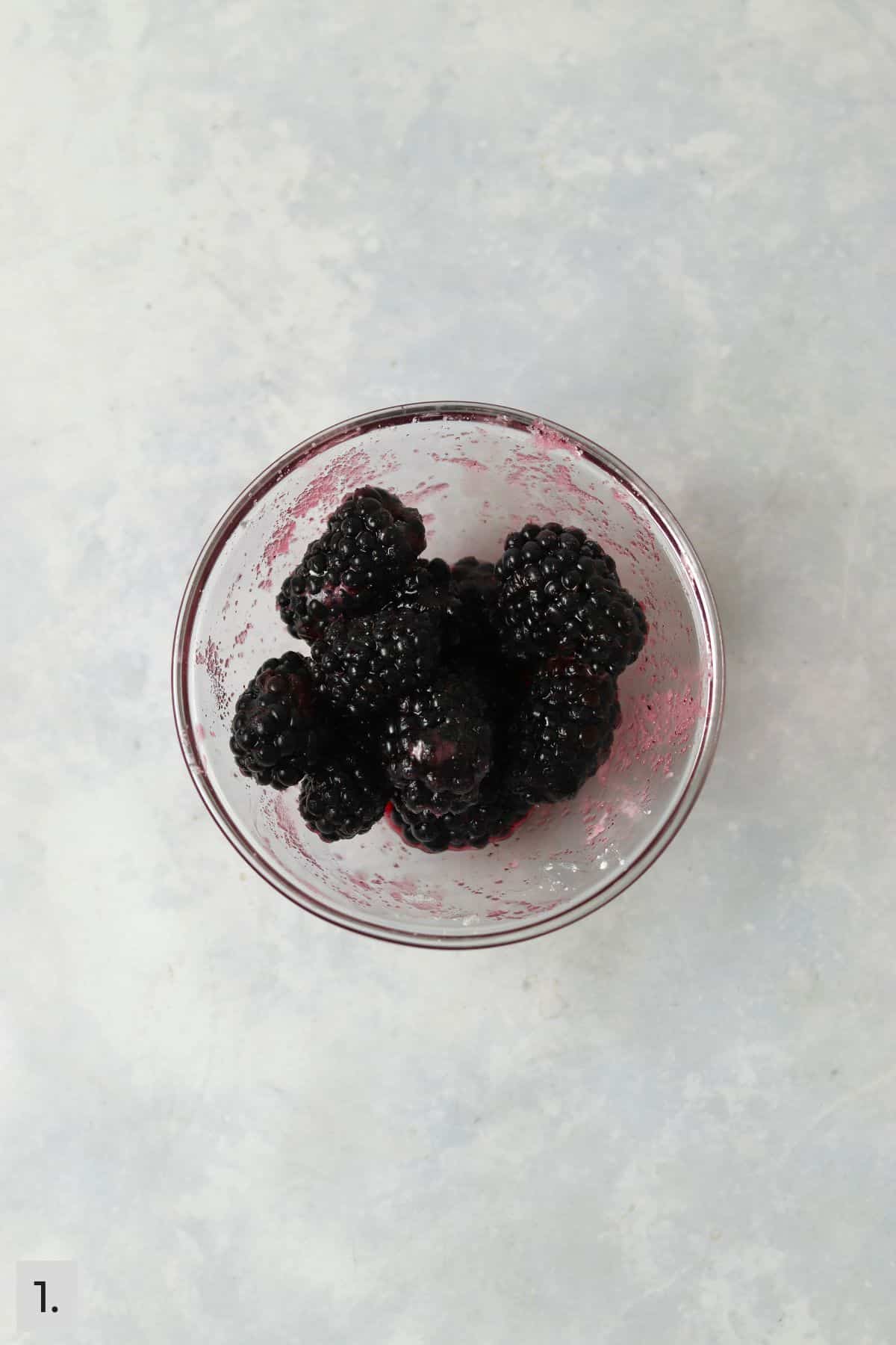 Fresh blackberries tossed with sugar, lemon juice, and cornstarch.