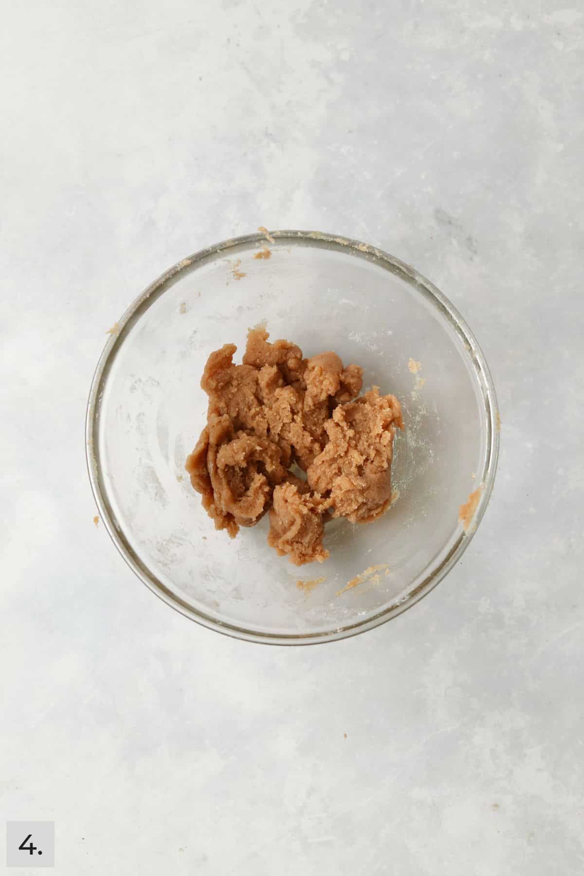 Brown sugar streusel topping in a bowl.
