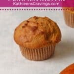 Single pumpkin muffin with pumpkin puree.