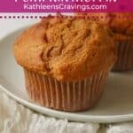 Single serve pumpkin muffins on a plate.